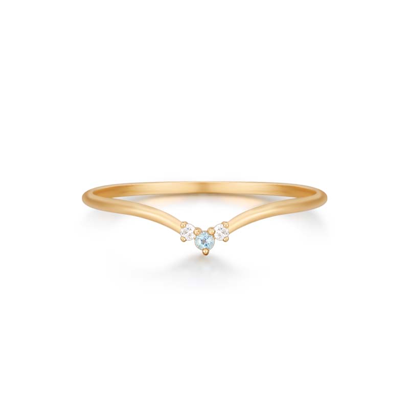 GEMMA Curved Aquamarine and Diamond Ring