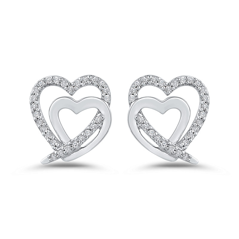 10K White Gold 1/5 Ct Diamond Fashion Earrings
