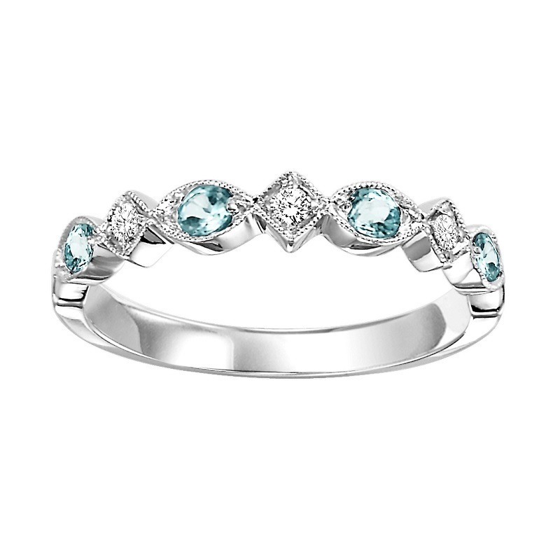 10K Blue Topaz & Diamond Mixable Ring