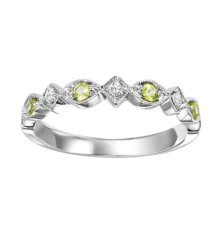 10K Peridot & Diamond Mixable Ring