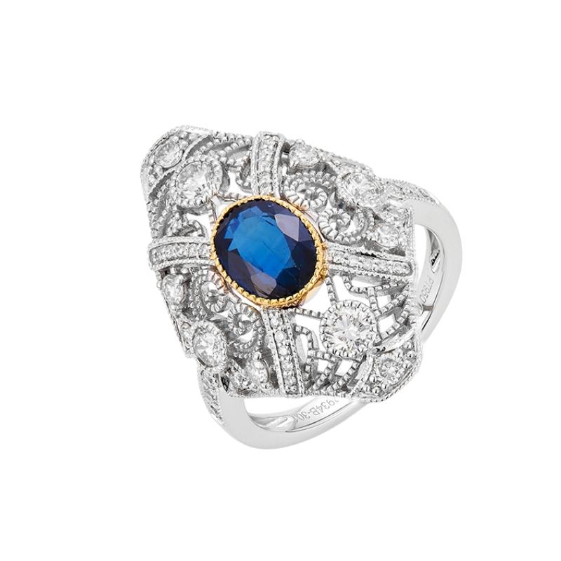 Platinum/18K Sapphire and Diamond Fashion Ring