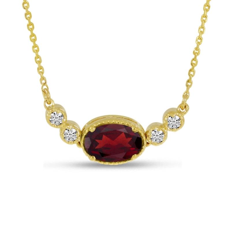 Oval January Birthstone & Diamond Necklace