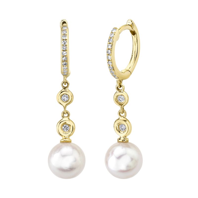 0.11Ct Diamond & Cultured Pearl 14K Y/G Earrings