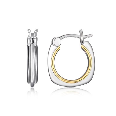 Lady's Two-Tone Polished Sterling Silver Small Hoop Earrings