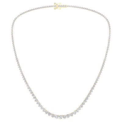 14KY 10ctw 3-Prong Riviera Necklace