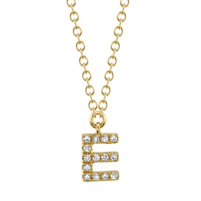 0.04Ct 14K Y/G Diamond Necklace - Initial E