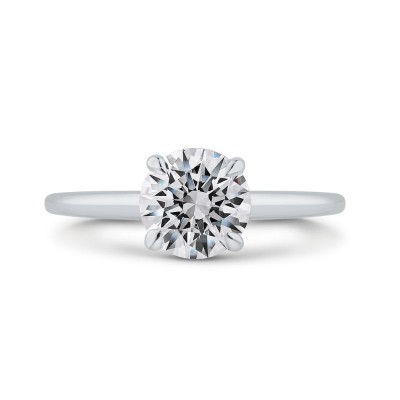 14K White Gold Round Diamond Solitaire Plus Engagement Ring with Milgrain (Semi-Mount)