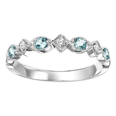 10K Aquamarine & Diamond Mixable Ring