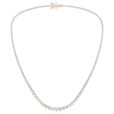 14KR 10ctw 3-Prong Riviera Necklace