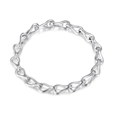 Silver Polished Silver Oval Link Bracelet Length 6.5