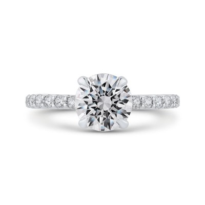 18K Two-Tone Gold Round Diamond Engagement Ring (Semi-Mount)
