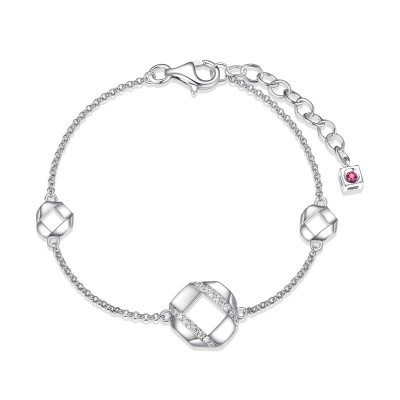 Lady's Sterling Silver Hexagon Bracelet
