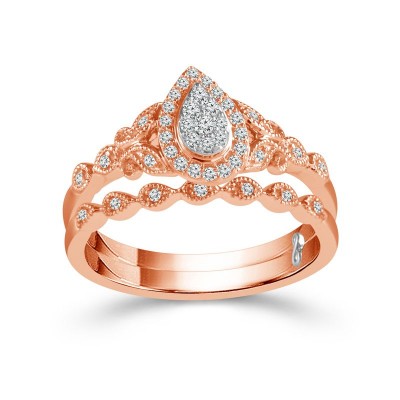 14K Rose Gold Matching Set Engagement Ring