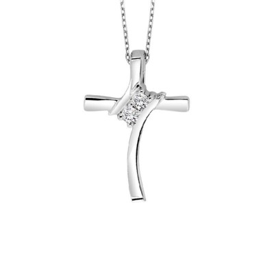 Twogether  Sterling Silver Diamond Cross Pendant
