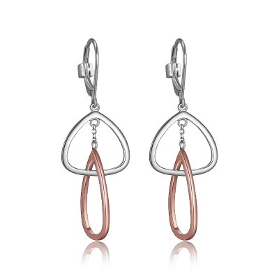 Lady's Two Tone Sterling Silver Lever Back Earrings