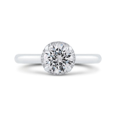 14K White Gold Round Diamond Engagement Ring (Semi-Mount)