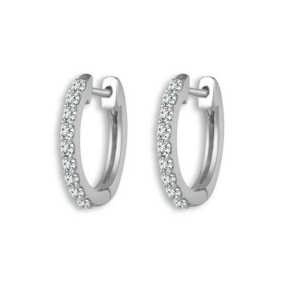 14K White Gold Diamond Hoop Earrings .33Cttw