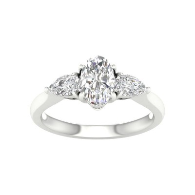 14KW Oval & Pear 3 Stone Ring