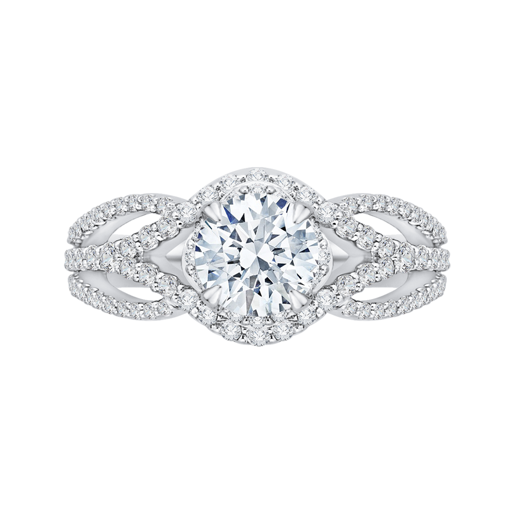 18K White Gold 5/8 Ct Round Cut Diamond Engagement Ring (Semi-Mount)
