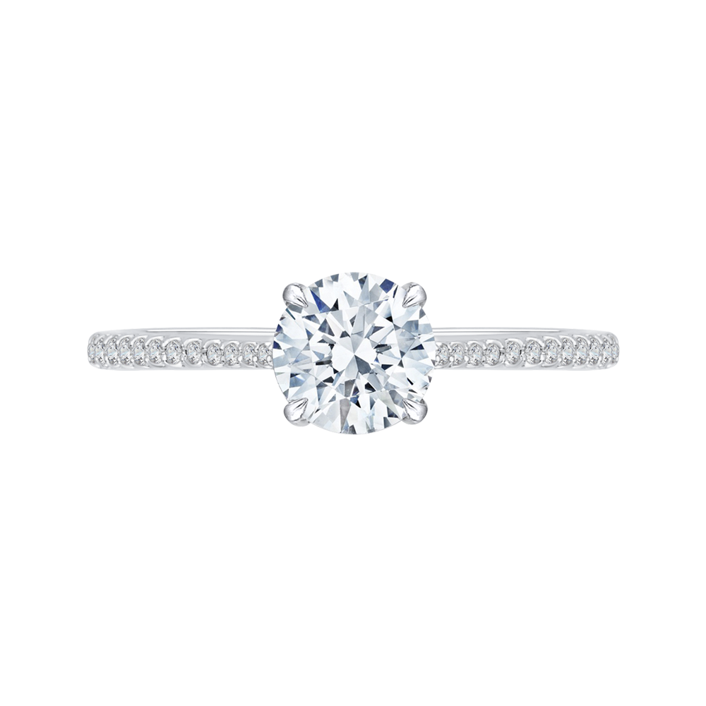18K White Gold 1/2  Ct Round Cut Diamond Engagement Ring (Semi-Mount)
