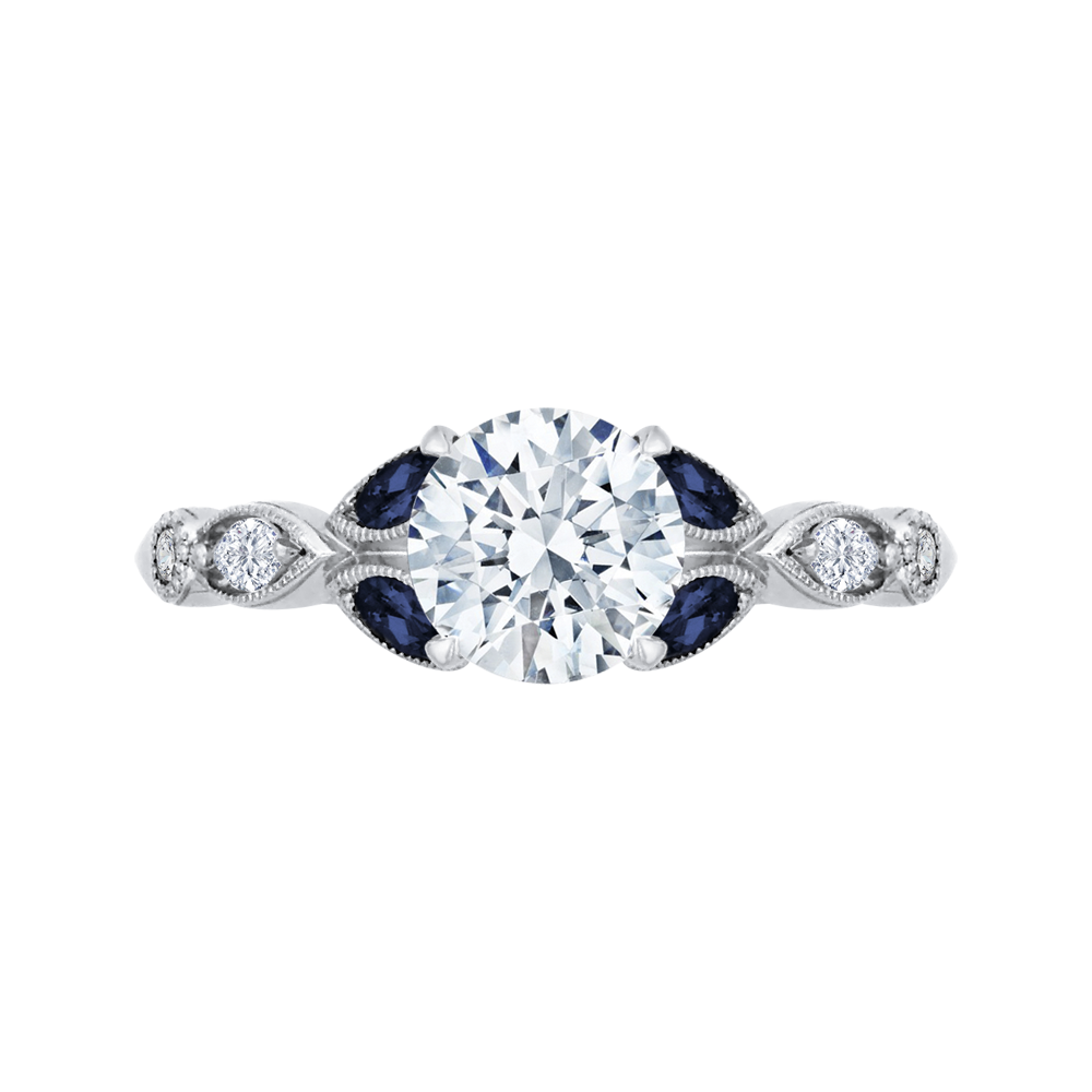 18K White Gold  1/5 Ct Round Cut Diamond Engagement Ring (Semi-Mount)