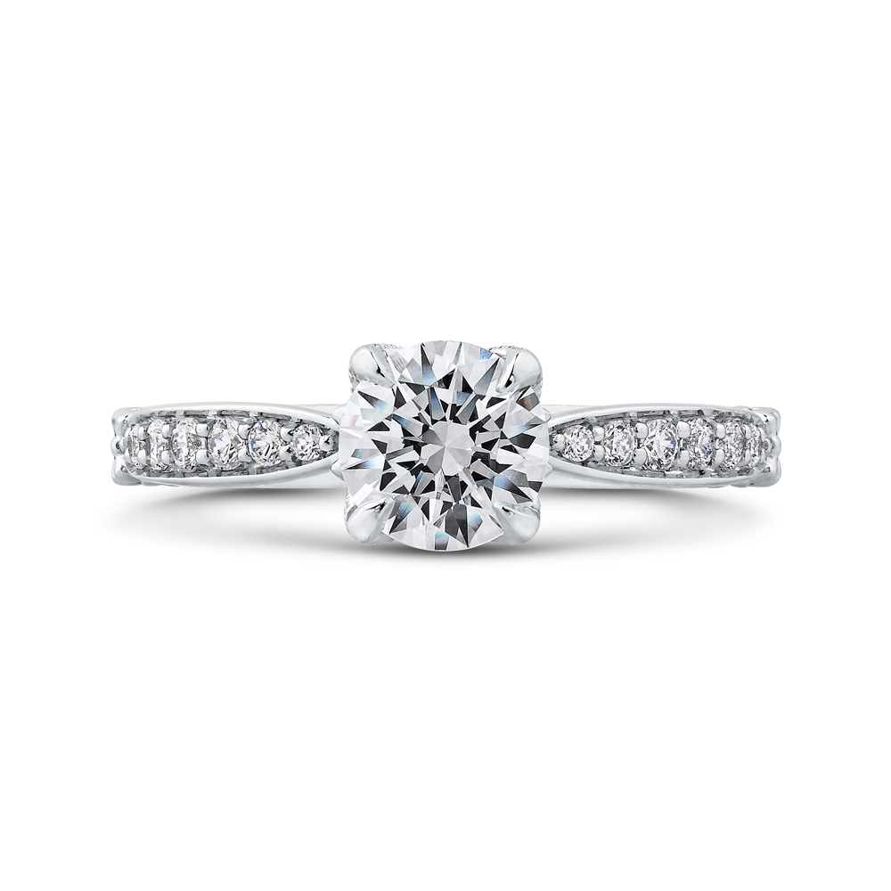 14K White Gold 1/4 Ct Round Cut Diamond Engagement Ring (Semi-Mount)