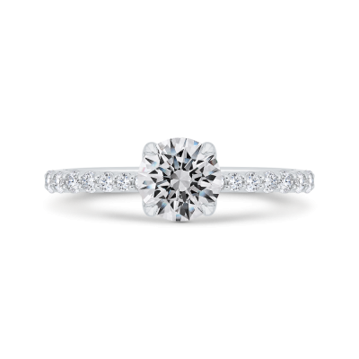 14K White Gold Round Diamond Solitaire Plus Engagement Ring (Semi-Mount)