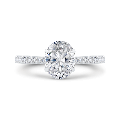 14K White Gold Oval Diamond Engagement Ring (Semi-Mount)