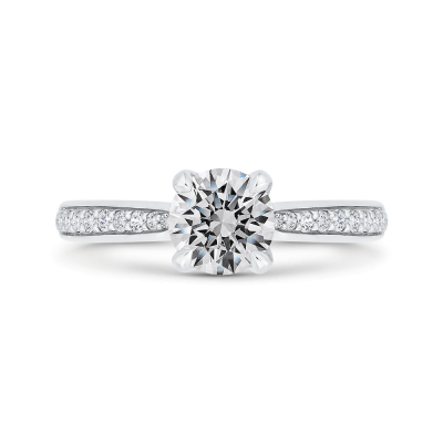 14K White Gold Round Diamond Solitaire Plus Engagement Ring (Semi-Mount)