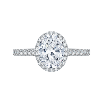 18K White Gold 3/8 Ct Oval Cut Diamond Engagement Ring (Semi-Mount)