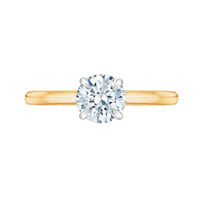 14K Two-Tone Gold Round Cut Diamond Solitaire Engagement Ring (Semi-Mount)